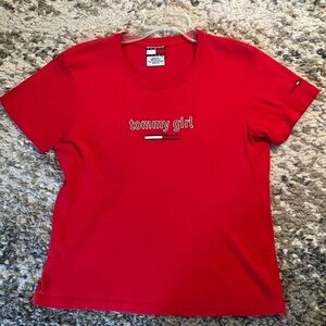 Vintage Y2K era Tommy Hilfiger Tommy Girl red logo tee